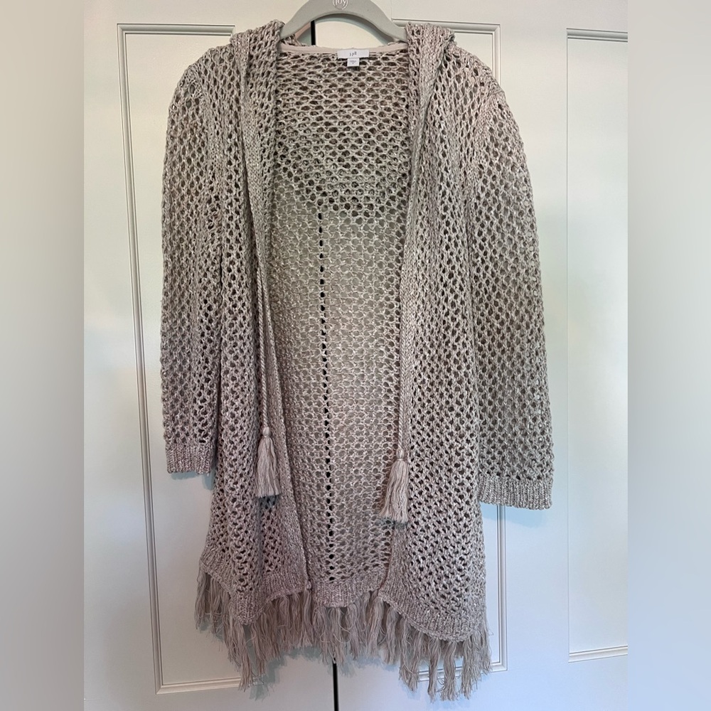Never worn, J. Jill Taupe Open-Knit Cardigan